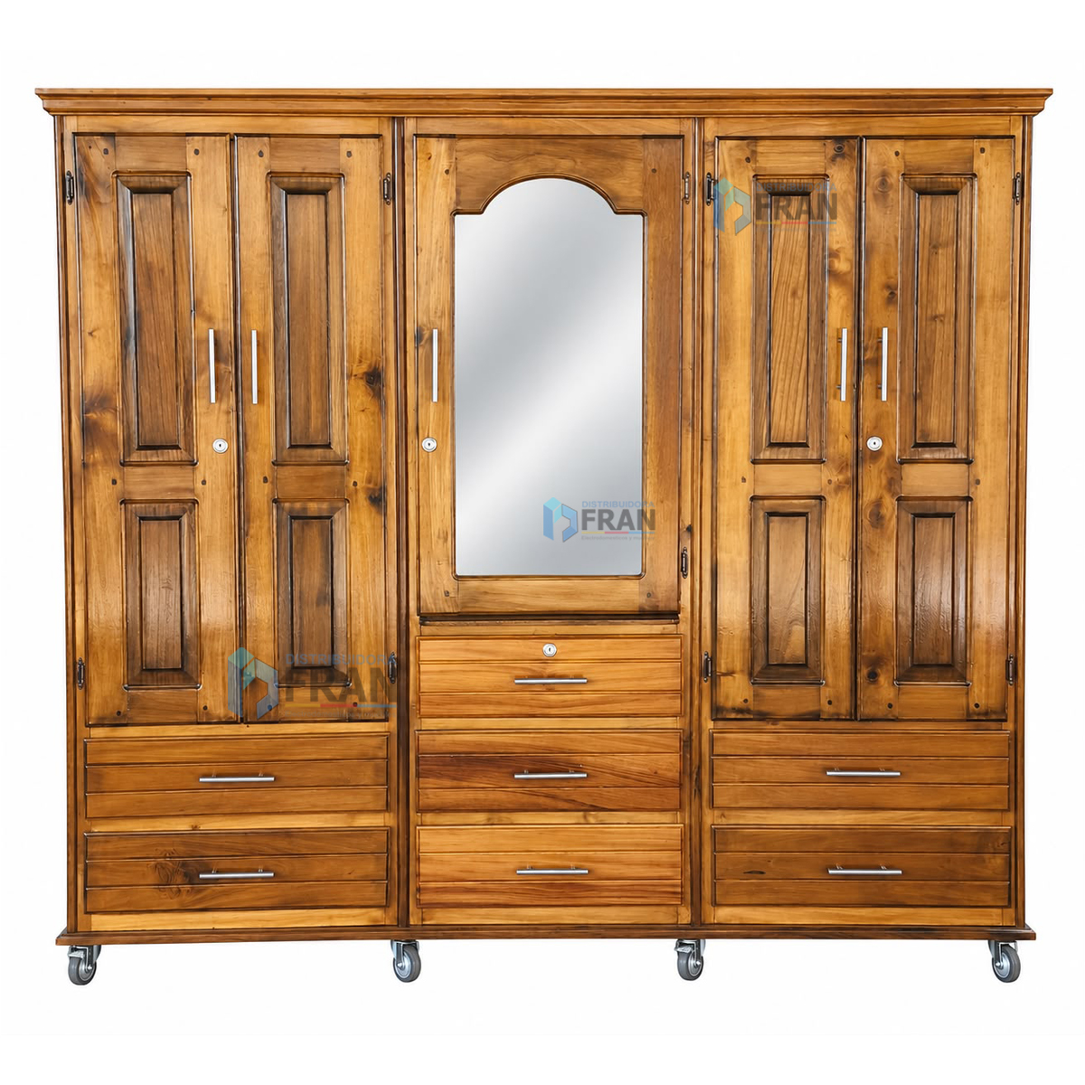 Chifonier de Madera 2 Cuerpos 5 Puertas 1 Espejo 7 Gavetas