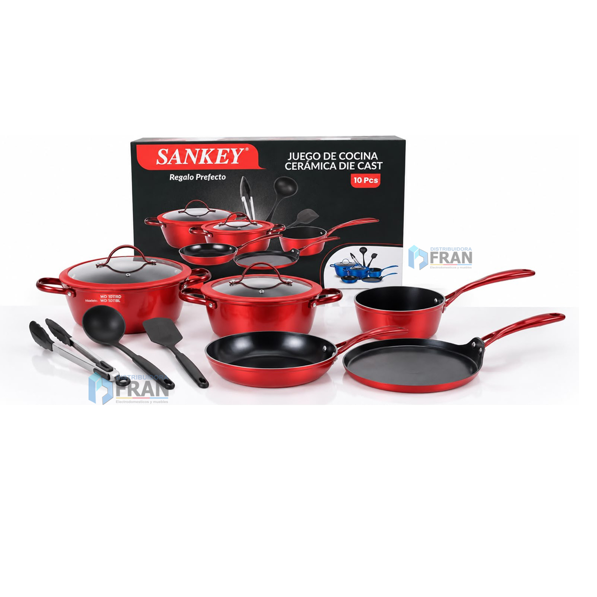 Juego de Ollas Ceramica Sankey Rojo 10Pc