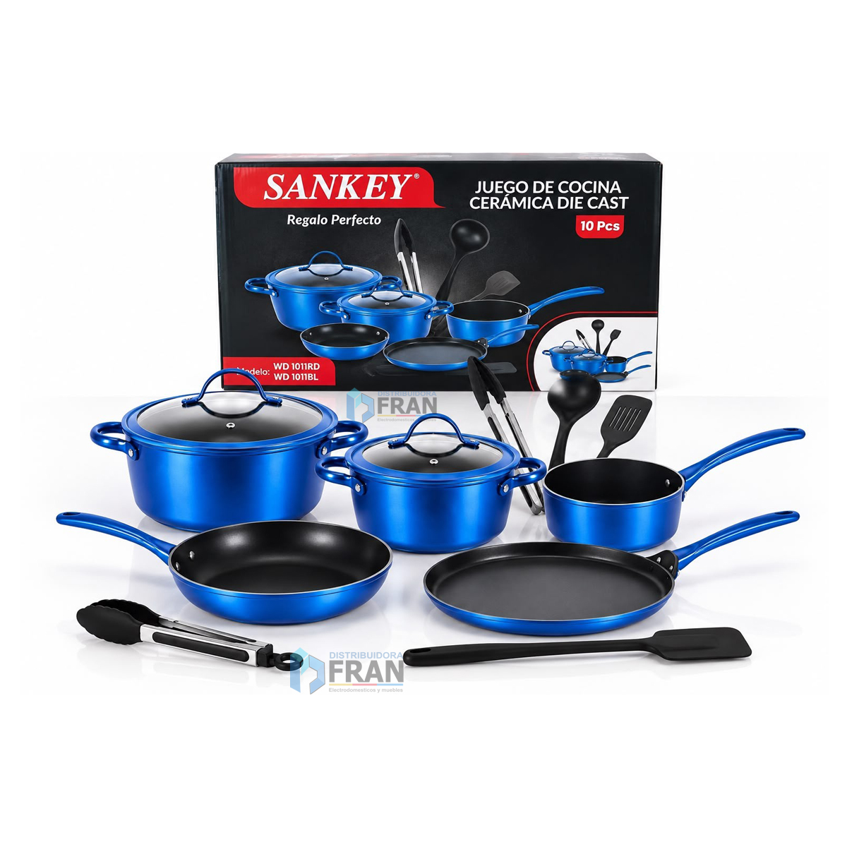 Juego de Ollas Ceramica Sankey Azul 10Pc